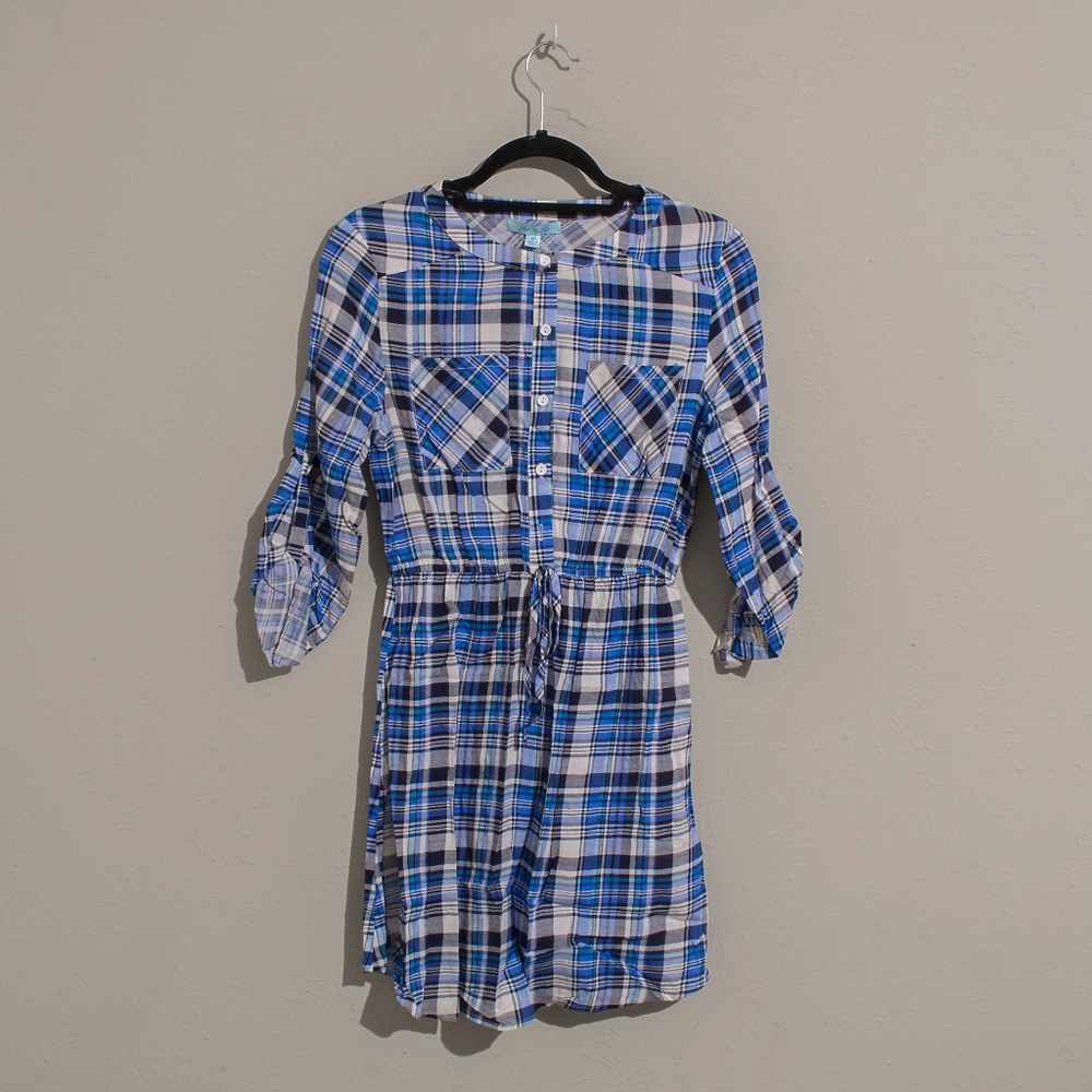 Plaid Drawstring Dress